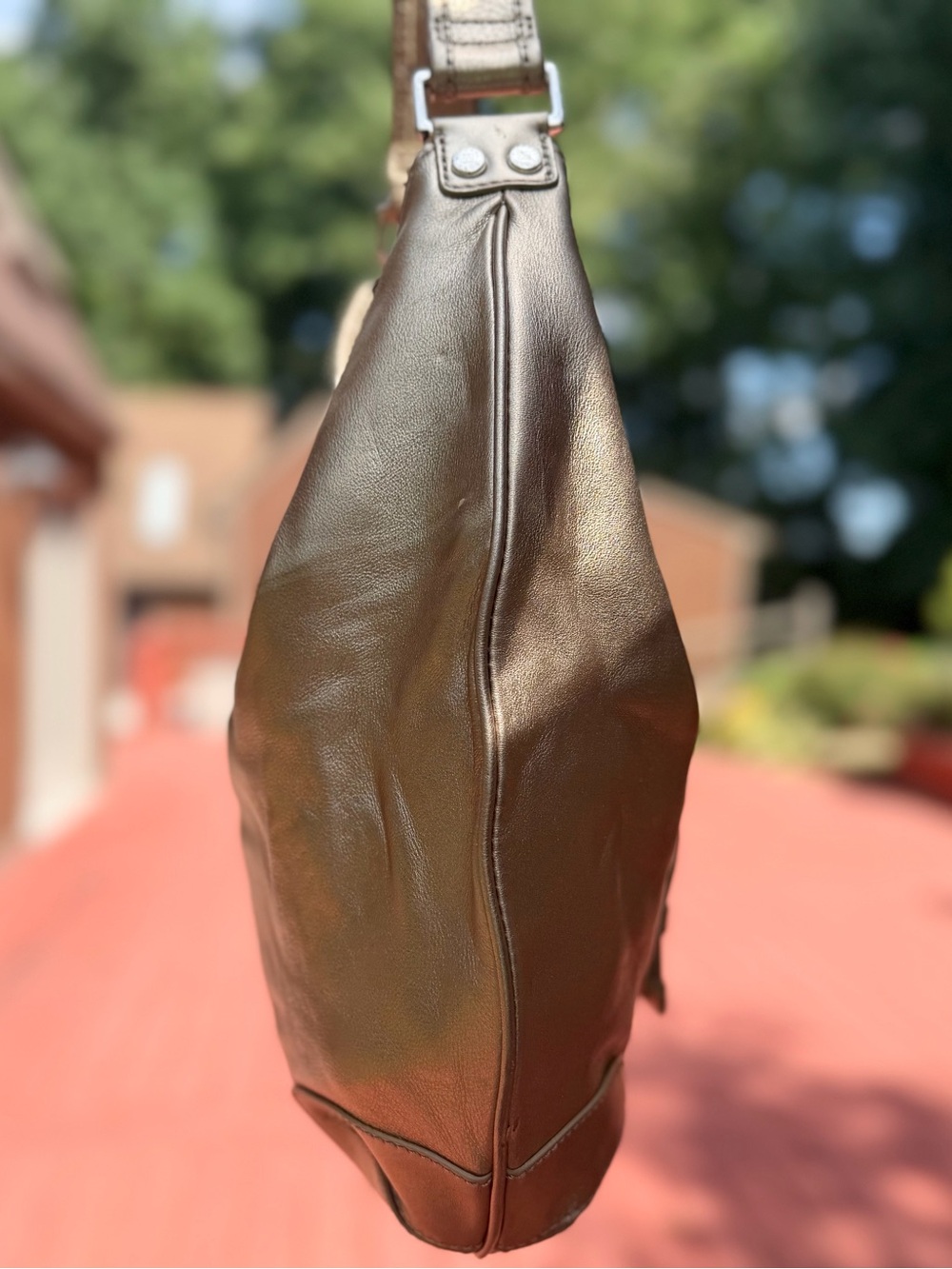 Michael Kors Metallic Brown Leather Shoulder Hobo Bag - Picture 6 of 15